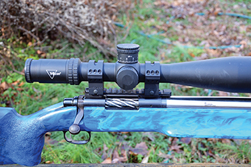 With the Trijicon AccuPower scope held in place by Weaver 6-screw rings and a Talley 20 MOI Picatinny rail, Layne’s long-distance rockchuck rifle weighs close to 20.5 pounds. Due to the weight, it is best hauled to the field in a pickup truck and shot from a heavy-duty portable benchrest.